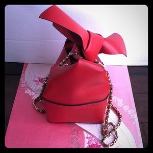 Zara Crossbody Red Bag with Bow NWT